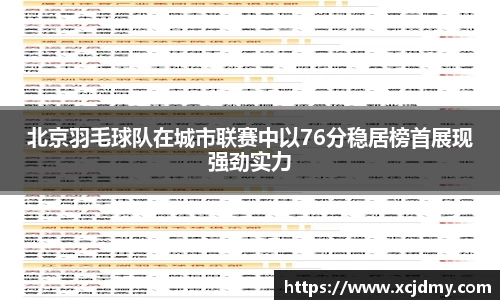北京羽毛球队在城市联赛中以76分稳居榜首展现强劲实力